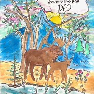 Printable Father's Day Card Moose Dad and Baby